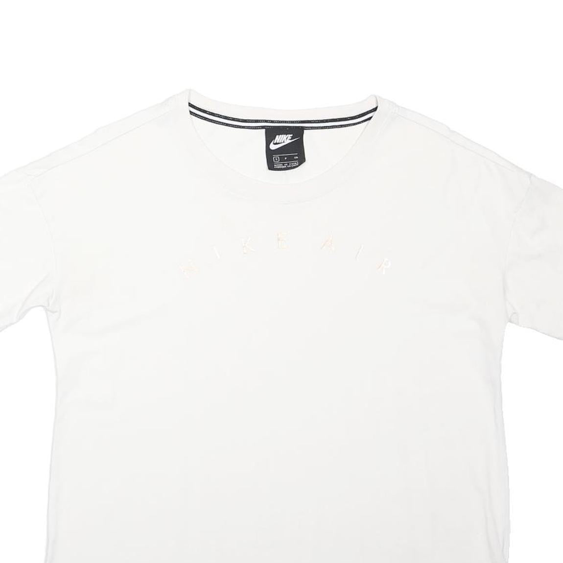 NIKE Womens White Slogan Printed T-Shirt S Short Sleeve Crew Neck Casual