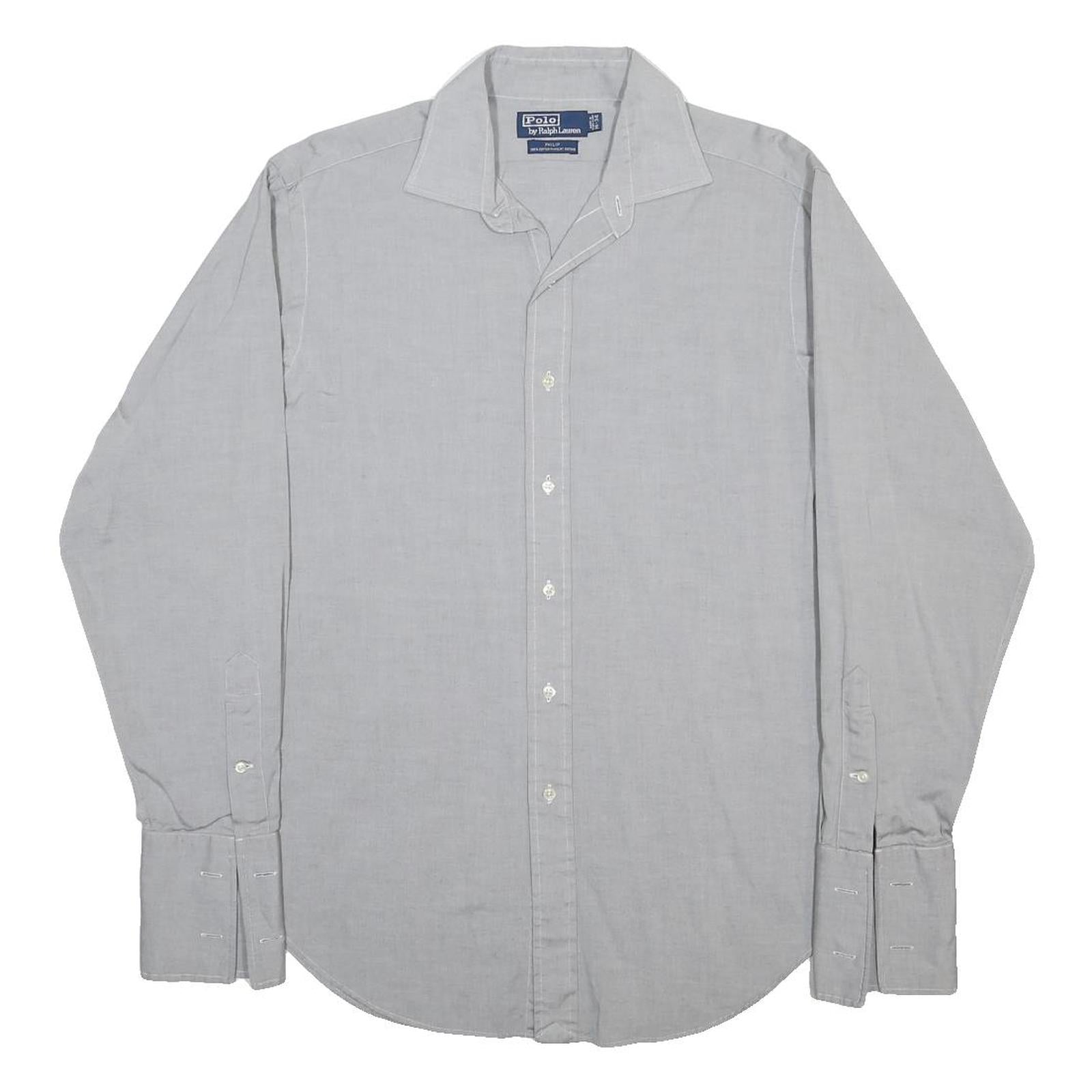 POLO RALPH LAUREN Mens Grey Plain Shirt XL Cotton Blend Classic Button Shirt