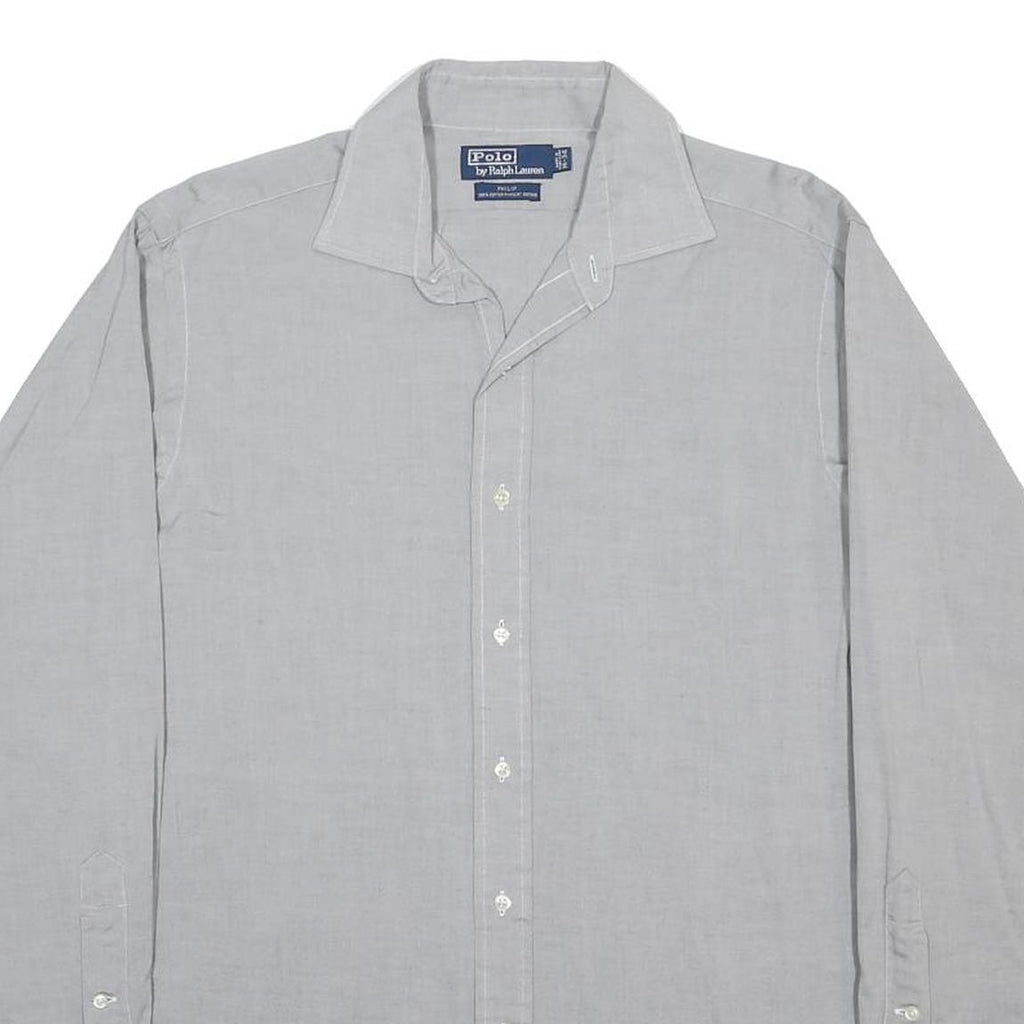 POLO RALPH LAUREN Mens Grey Plain Shirt XL Cotton Blend Classic Button Shirt
