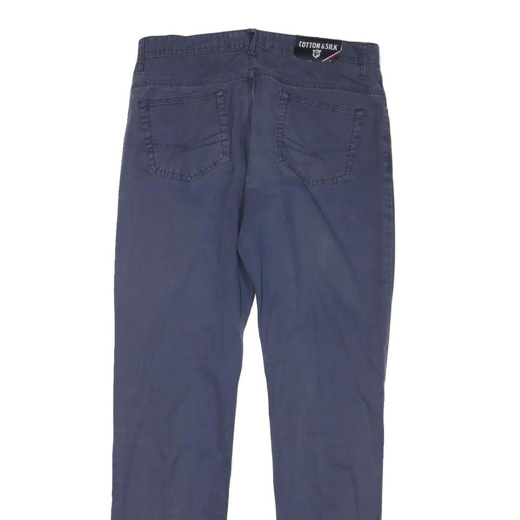 C&S Mens Cotton Blend Blue Slim Slim Fit Trousers W30 L31 Casual Zip Closure