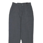 HEELINE Womens Wool Blend Grey Relaxed Straight Trousers W24 L25 Classic Formal