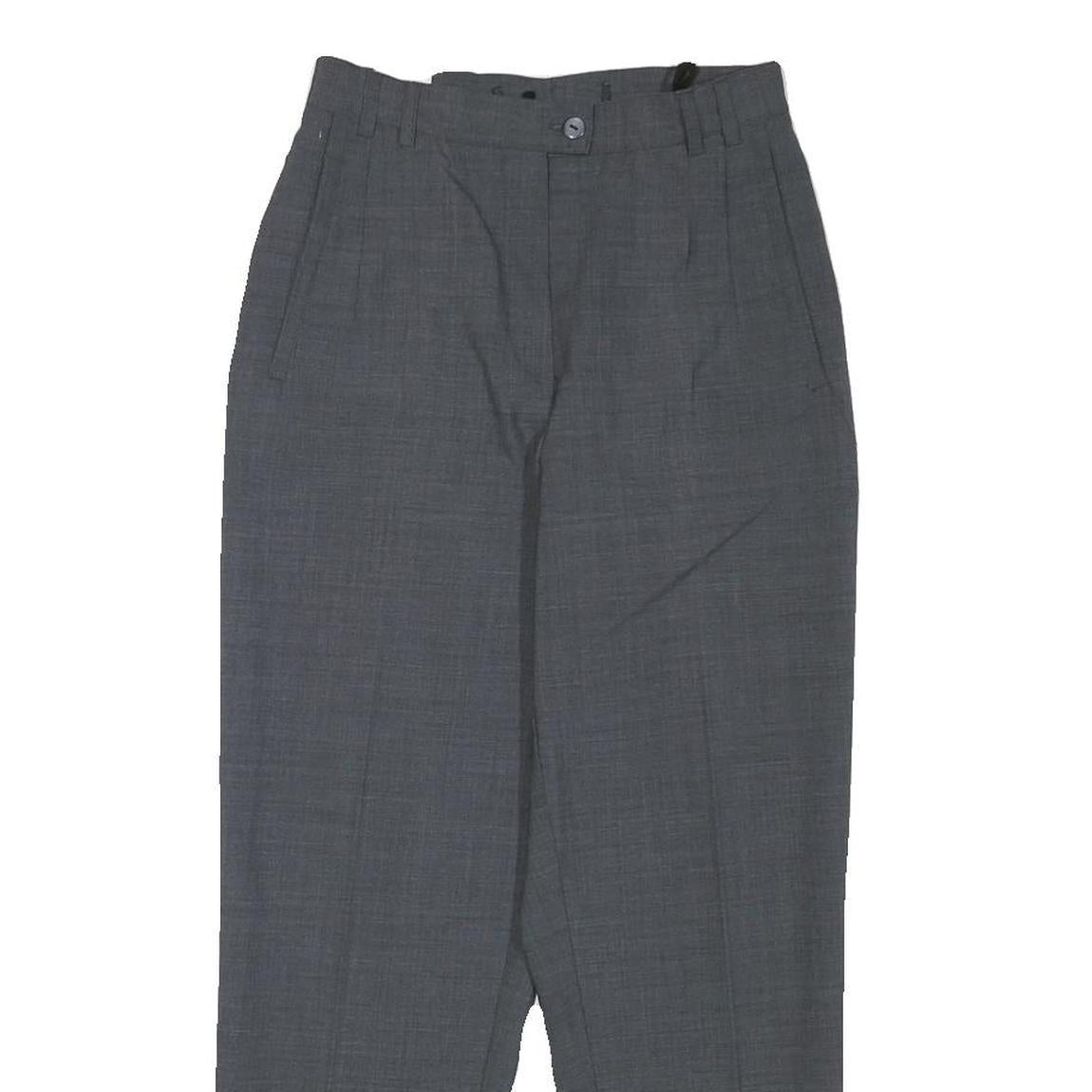 HEELINE Womens Wool Blend Grey Relaxed Straight Trousers W24 L25 Classic Formal