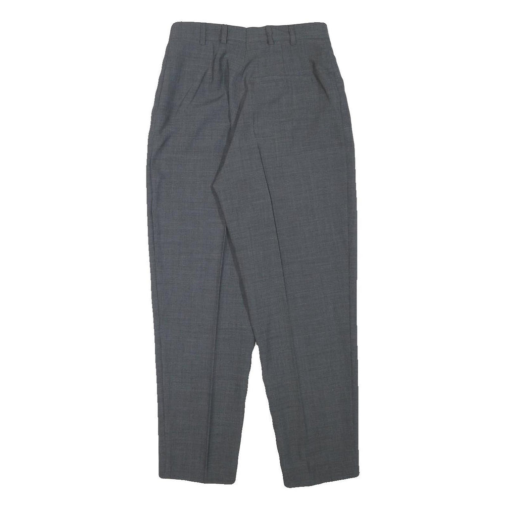 HEELINE Womens Wool Blend Grey Relaxed Straight Trousers W24 L25 Classic Formal