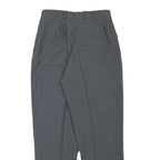 HEELINE Womens Wool Blend Grey Relaxed Straight Trousers W24 L25 Classic Formal