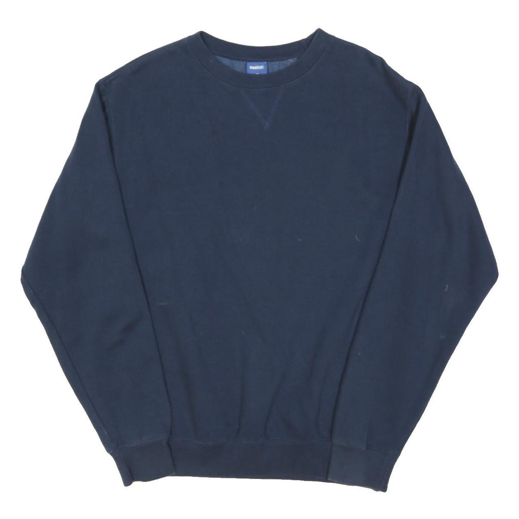 REEBOK Mens Blue Crew Neck Sweatshirt S Cotton Blend Casual Sportswear