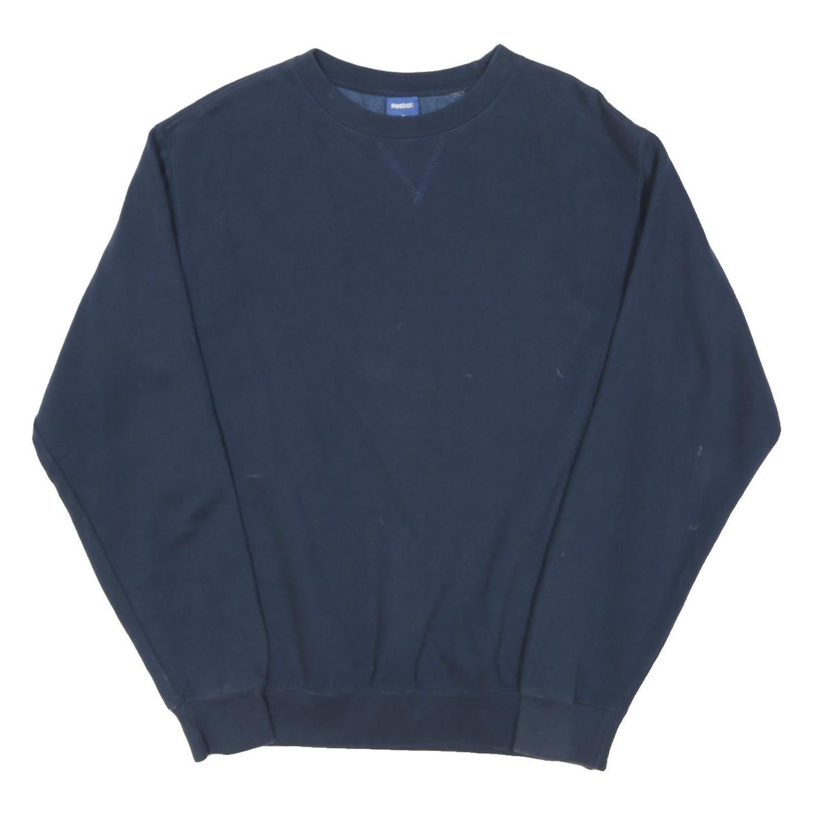 REEBOK Mens Blue Crew Neck Sweatshirt S Cotton Blend Casual Sportswear
