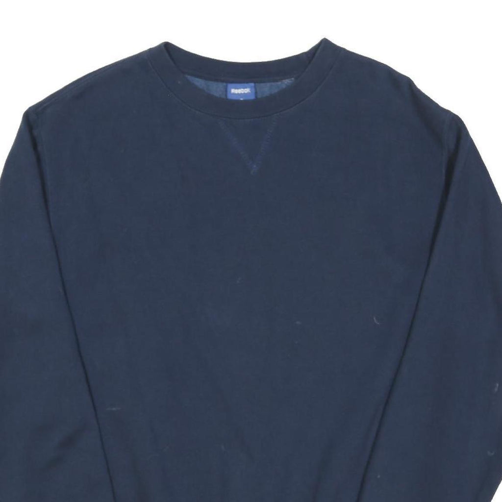 REEBOK Mens Blue Crew Neck Sweatshirt S Cotton Blend Casual Sportswear