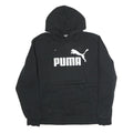 PUMA Mens Black Cotton Pullover Hoodie L Logo Print Casual Sportswear