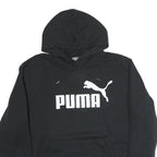 PUMA Mens Black Cotton Pullover Hoodie L Logo Print Casual Sportswear