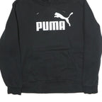 PUMA Mens Black Cotton Pullover Hoodie L Logo Print Casual Sportswear