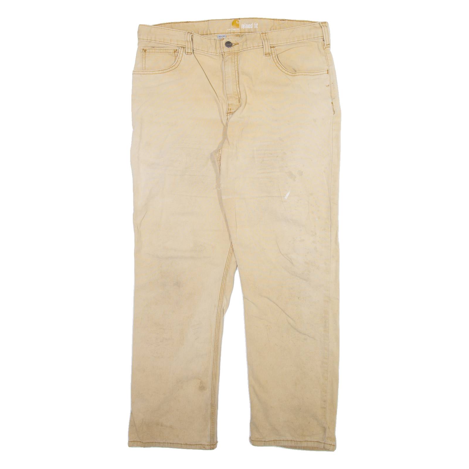 CARHARTT Mens Trousers Cream Relaxed Straight W36 L30
