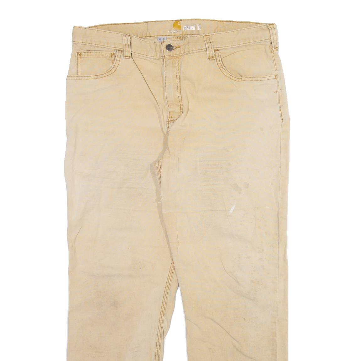 CARHARTT Mens Trousers Cream Relaxed Straight W36 L30