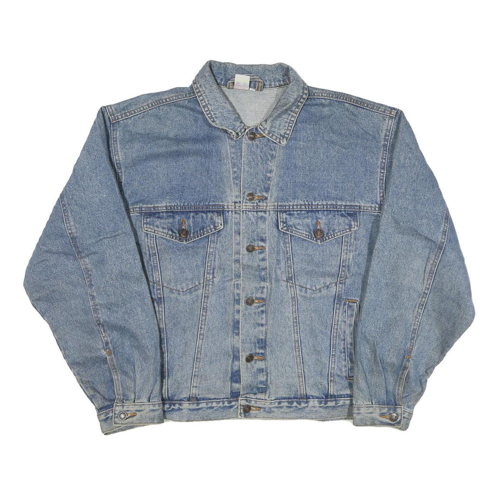 Mens Blue Denim Button Jacket M Cotton Blend Classic Plain Casual Lightweight