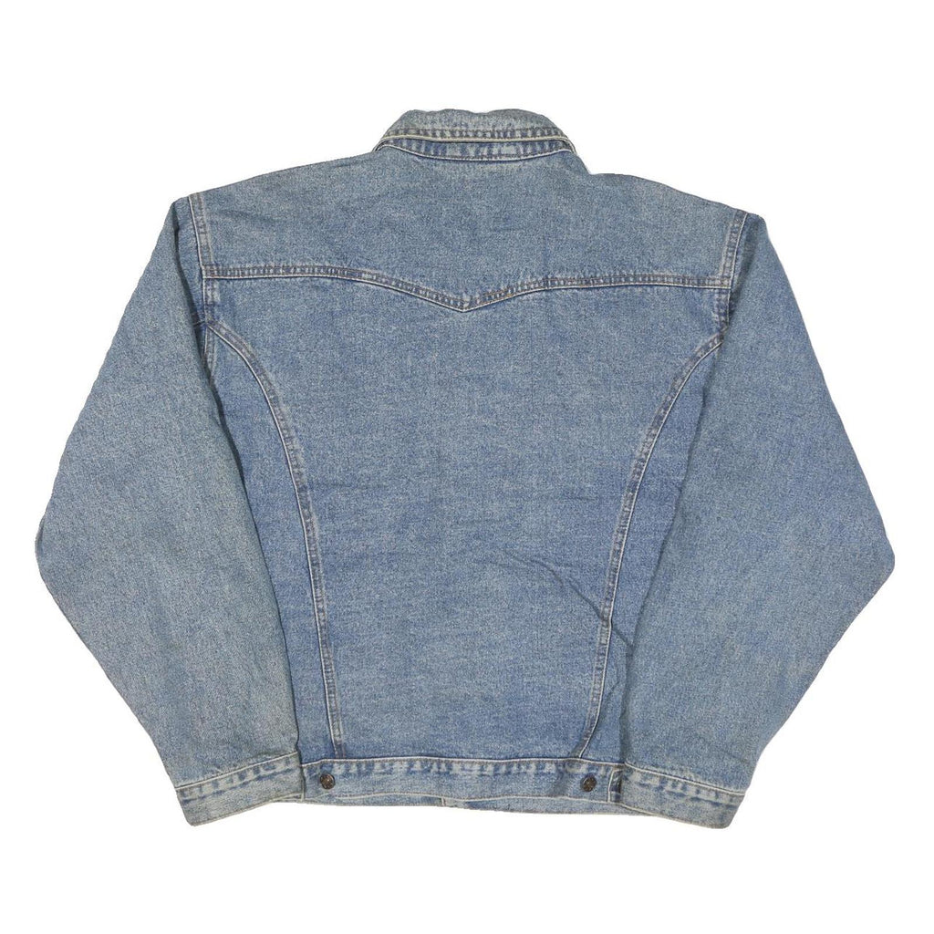 Mens Blue Denim Button Jacket M Cotton Blend Classic Plain Casual Lightweight