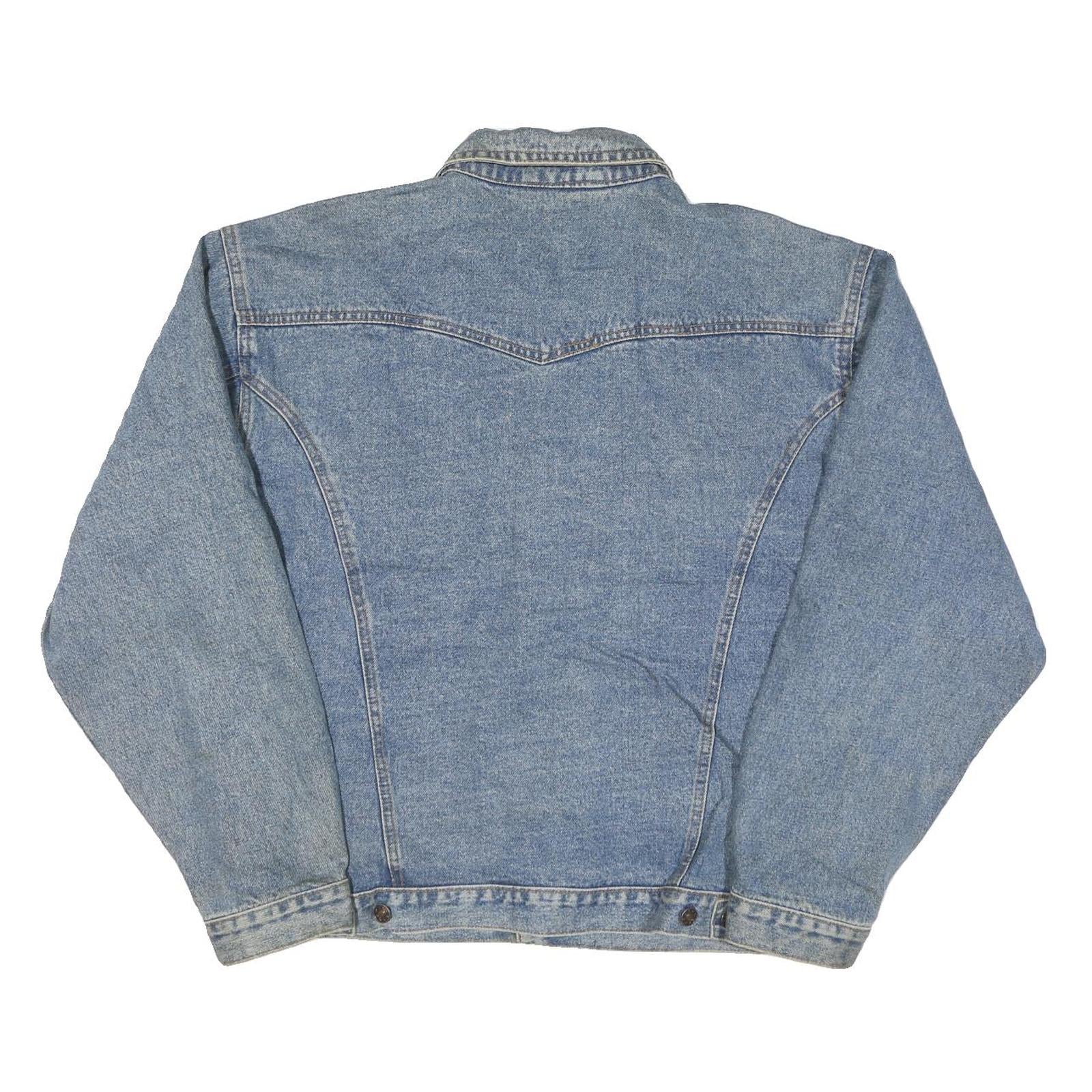 Mens Blue Denim Button Jacket M Cotton Blend Classic Plain Casual Lightweight