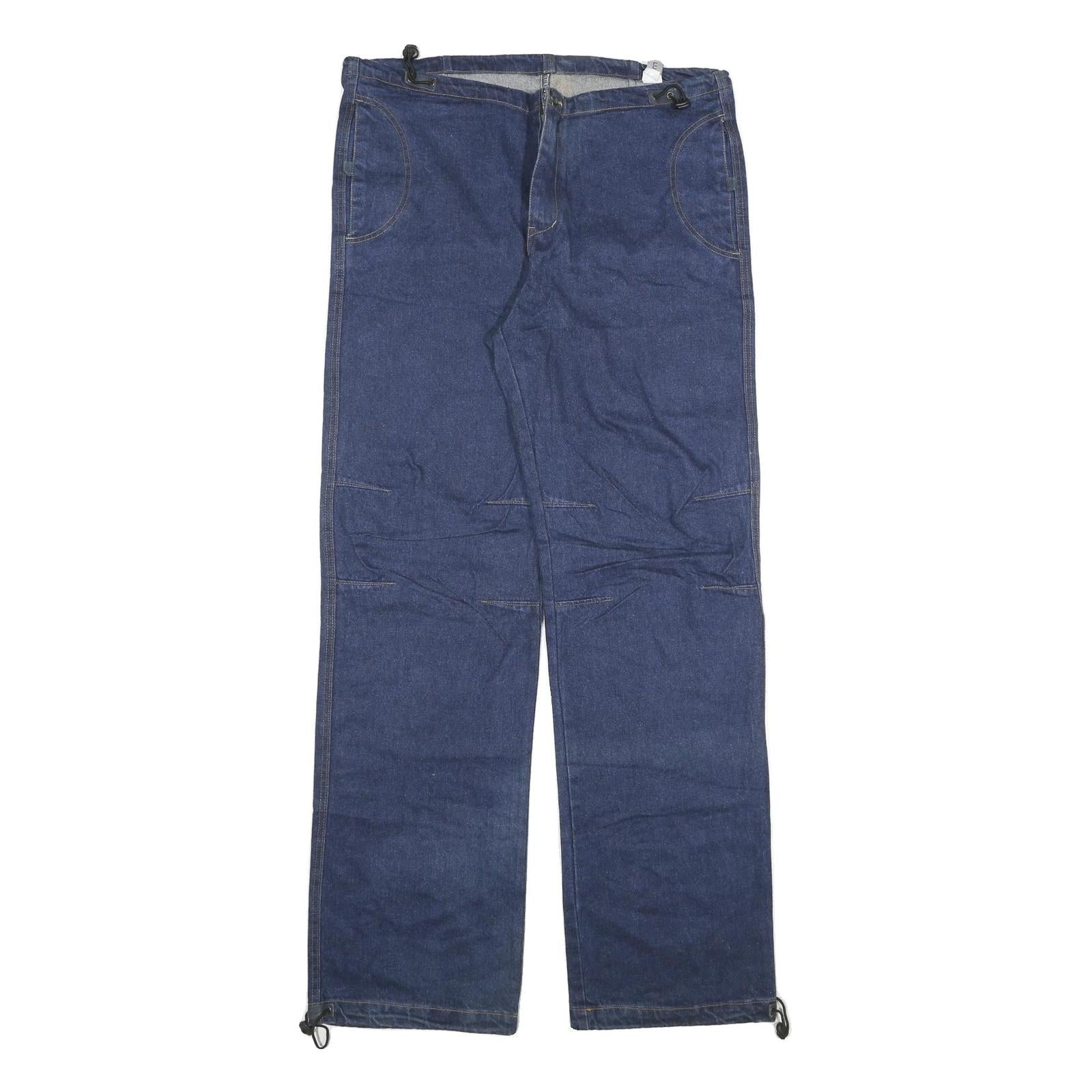HEART LUCK Mens Jeans Blue Regular Straight Denim Raw W37 L35 Workwear