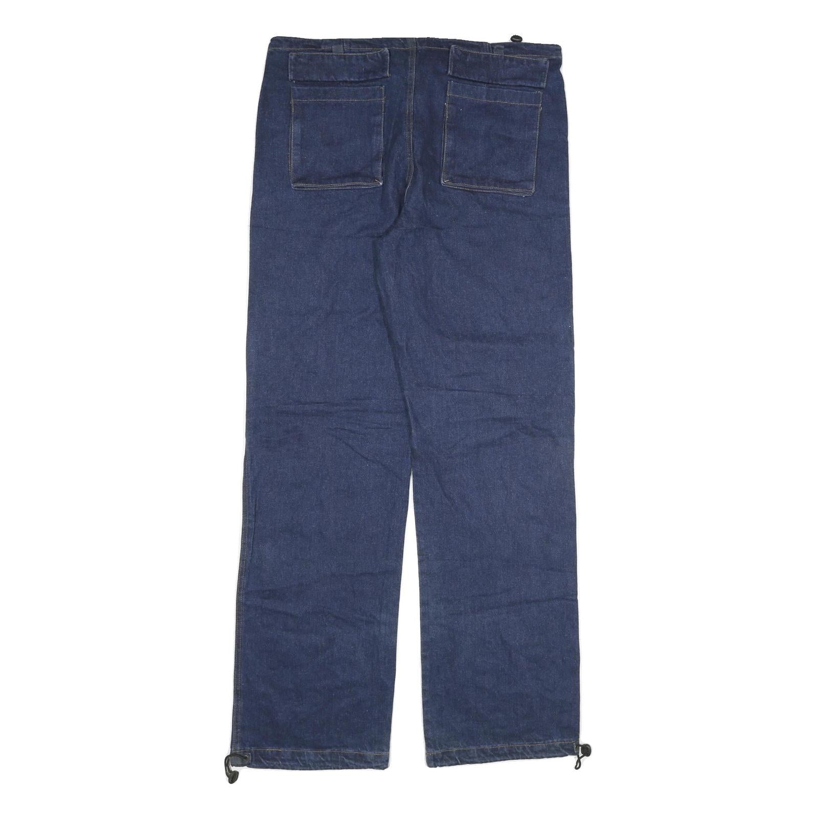 HEART LUCK Mens Jeans Blue Regular Straight Denim Raw W37 L35 Workwear