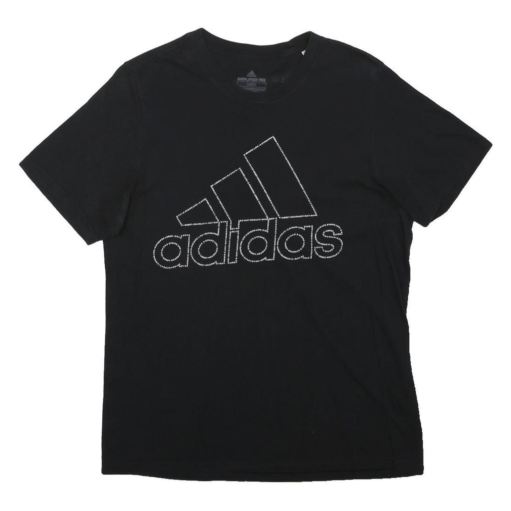 Black Mens Cotton Blend Graphic T-Shirt XS Short Sleeve Crew Neck Adidas Logo