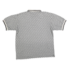 Mens Grey & Black Striped Polo Shirt XL Cotton Blend Short Sleeve Basic
