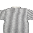 Mens Grey & Black Striped Polo Shirt XL Cotton Blend Short Sleeve Basic