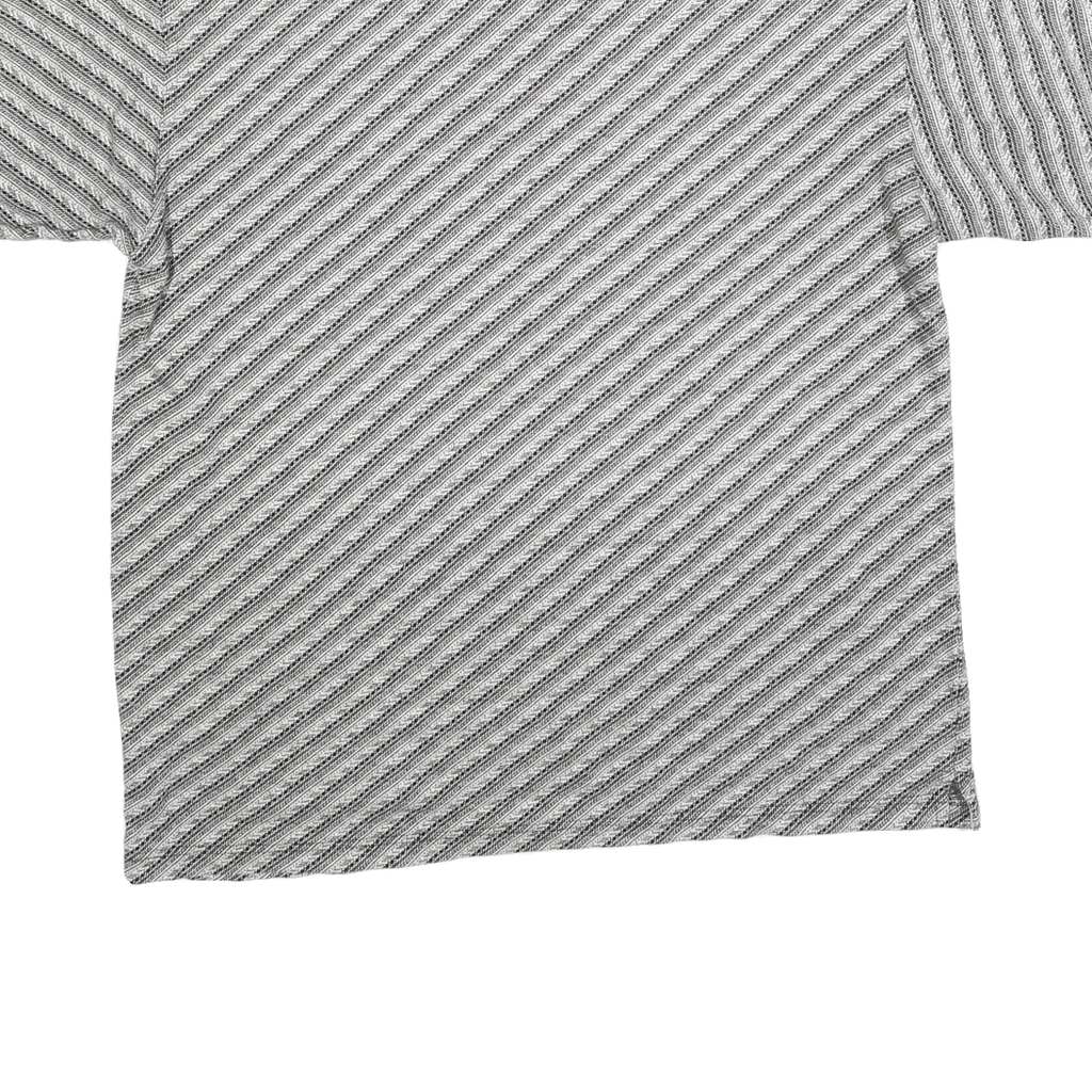 Mens Grey & Black Striped Polo Shirt XL Cotton Blend Short Sleeve Basic