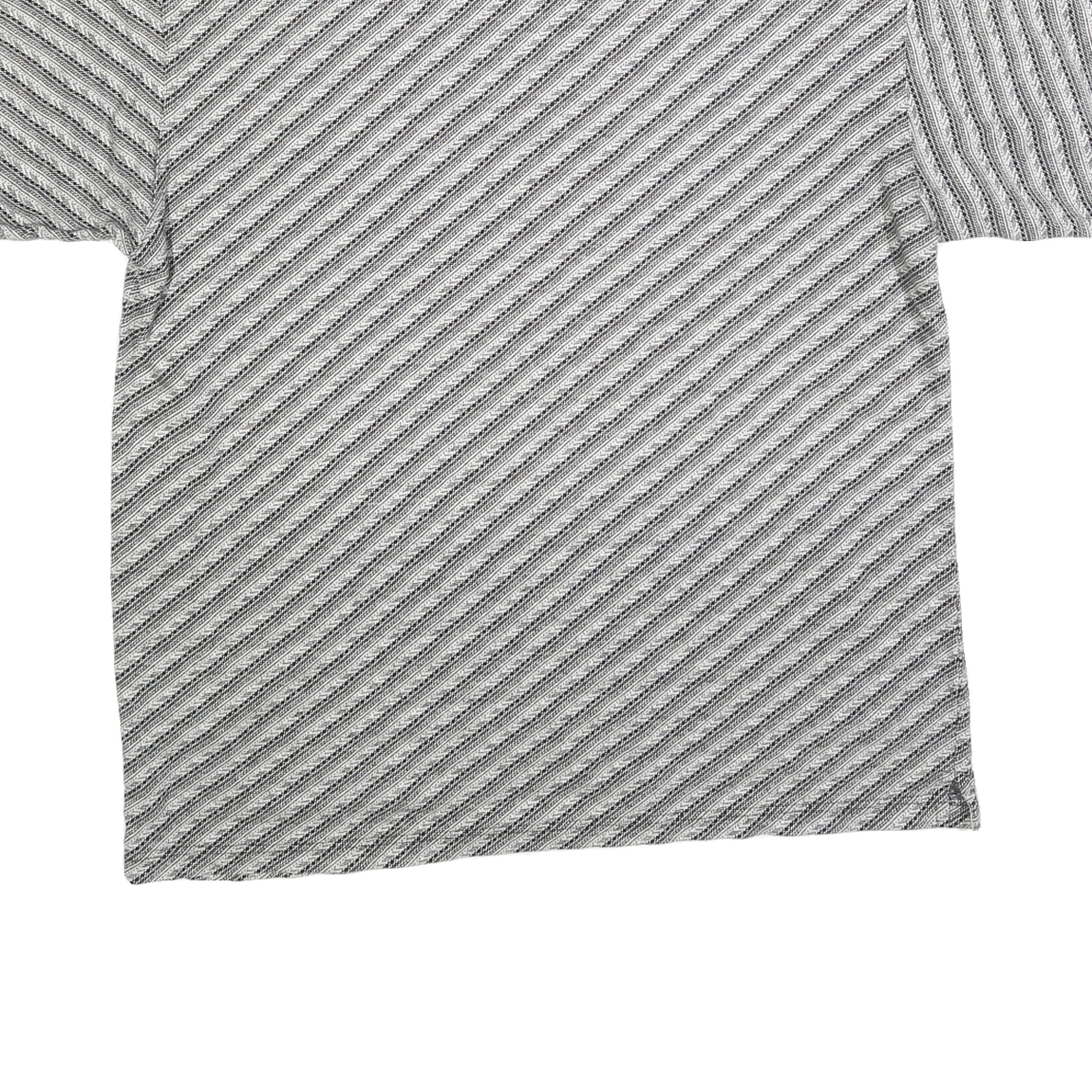 Mens Grey & Black Striped Polo Shirt XL Cotton Blend Short Sleeve Basic