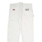 DICKIES Mens Cotton White Relaxed Straight Trousers W36 L30 Workwear Casual