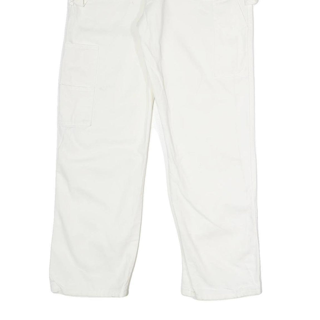 DICKIES Mens Cotton White Relaxed Straight Trousers W36 L30 Workwear Casual