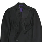 DSQUARED2 Womens Black Satin Lapel Double Breasted Jacket M Polyester Button