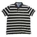 TOMMY HILFIGER Mens Black & White Striped Short Sleeve Polo Shirt M Cotton