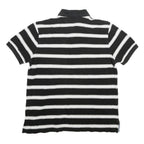 TOMMY HILFIGER Mens Black & White Striped Short Sleeve Polo Shirt M Cotton