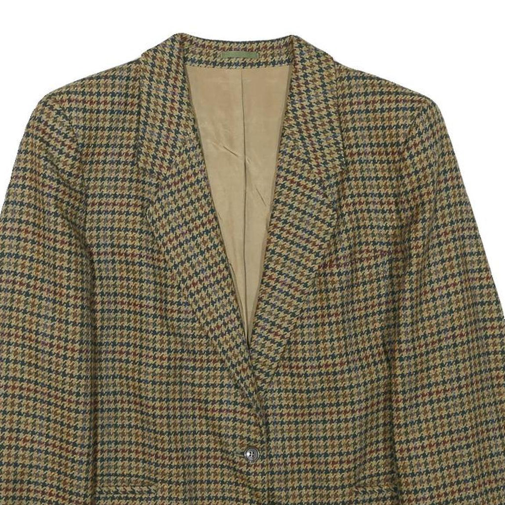 BURBERRYS Womens Brown & Green Wool Houndstooth Tailored Jacket S Button Closure