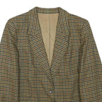 BURBERRYS Womens Brown & Green Wool Houndstooth Tailored Jacket S Button Closure