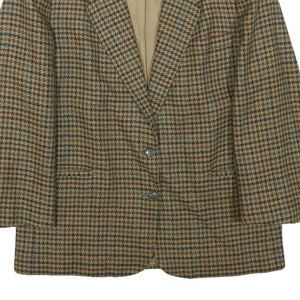 BURBERRYS Womens Brown & Green Wool Houndstooth Tailored Jacket S Button Closure