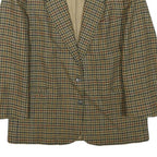 BURBERRYS Womens Brown & Green Wool Houndstooth Tailored Jacket S Button Closure