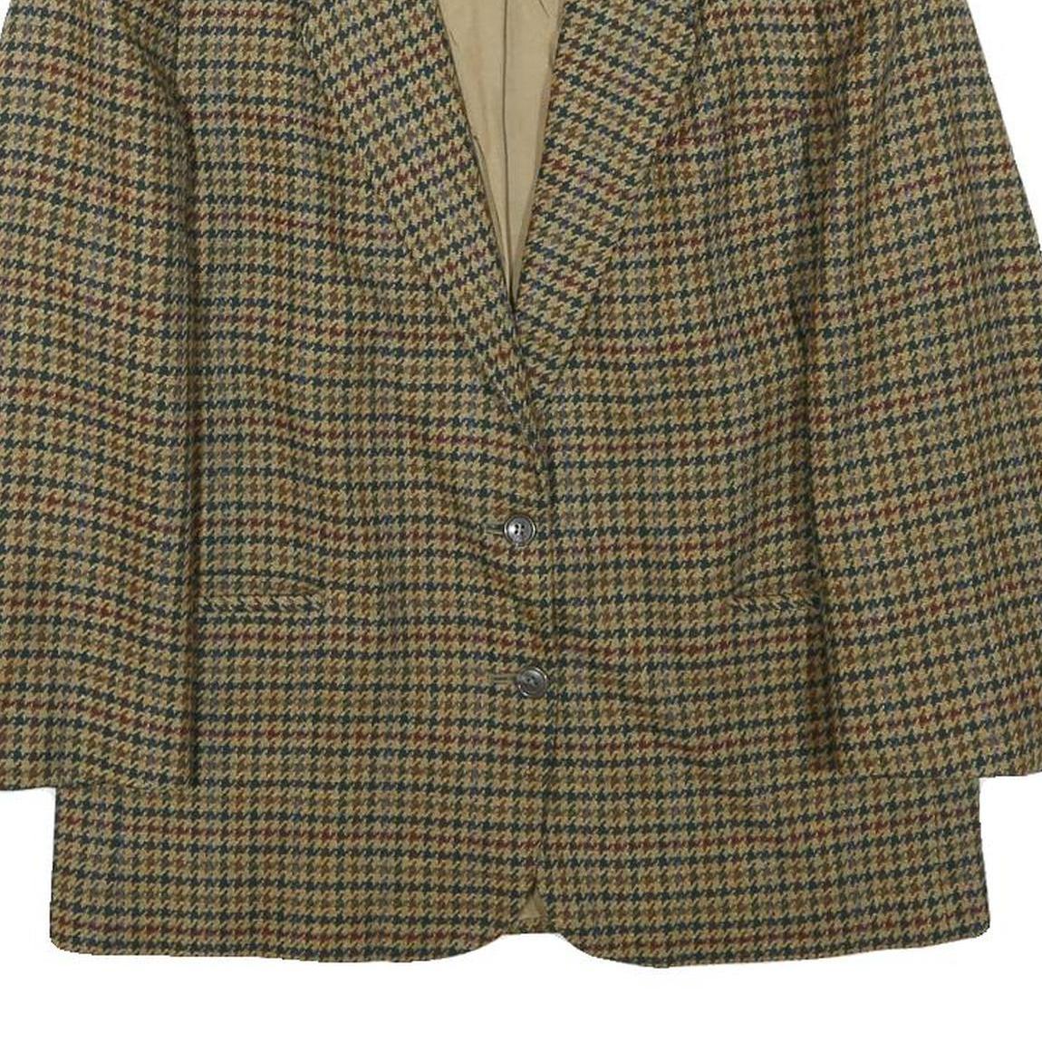 BURBERRYS Womens Brown & Green Wool Houndstooth Tailored Jacket S Button Closure