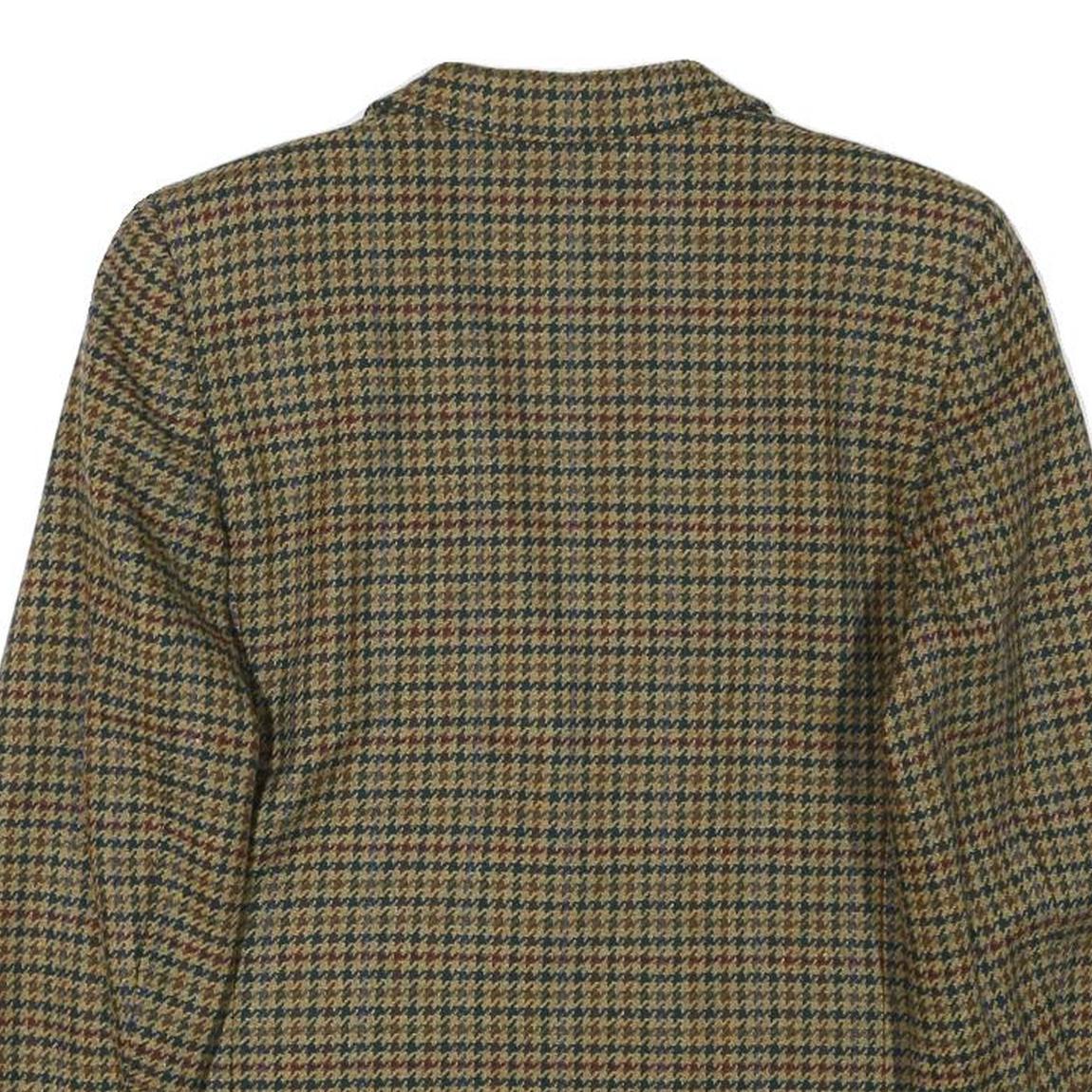 BURBERRYS Womens Brown & Green Wool Houndstooth Tailored Jacket S Button Closure