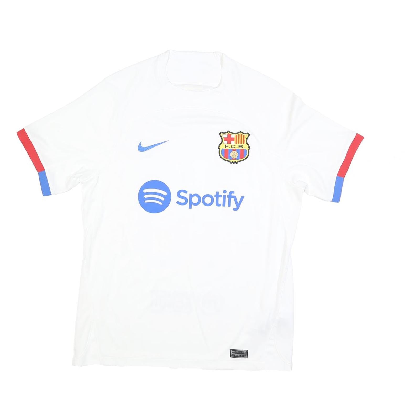 NIKE Mens White Barcelona Ansu Fati Football Shirt M Short Sleeve Crew Neck