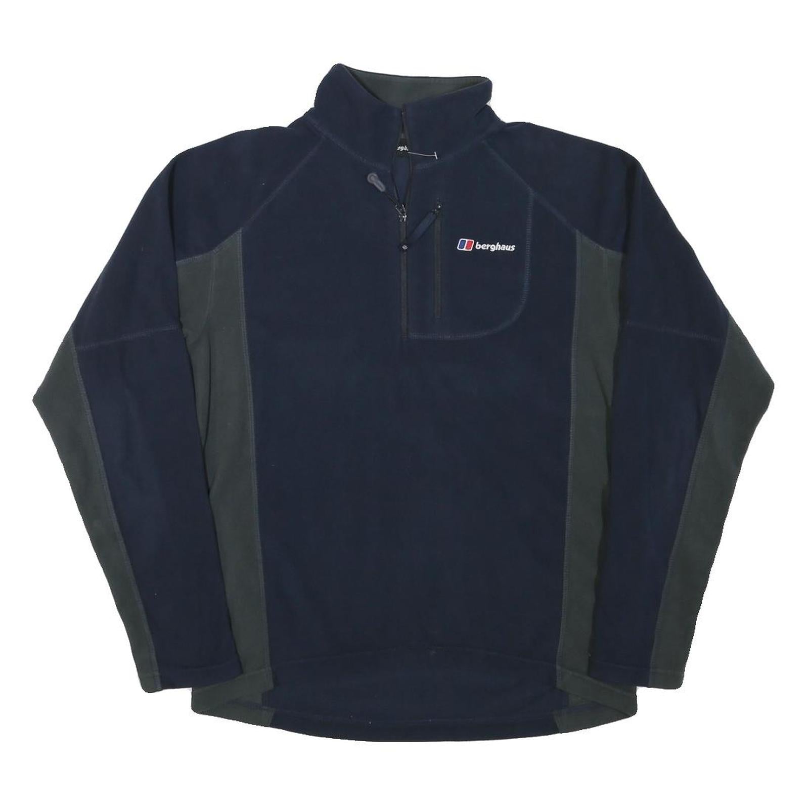 BERGHAUS Mens Navy Blue & Dark Grey Half Zip Outdoor Fleece S Polyester Blend