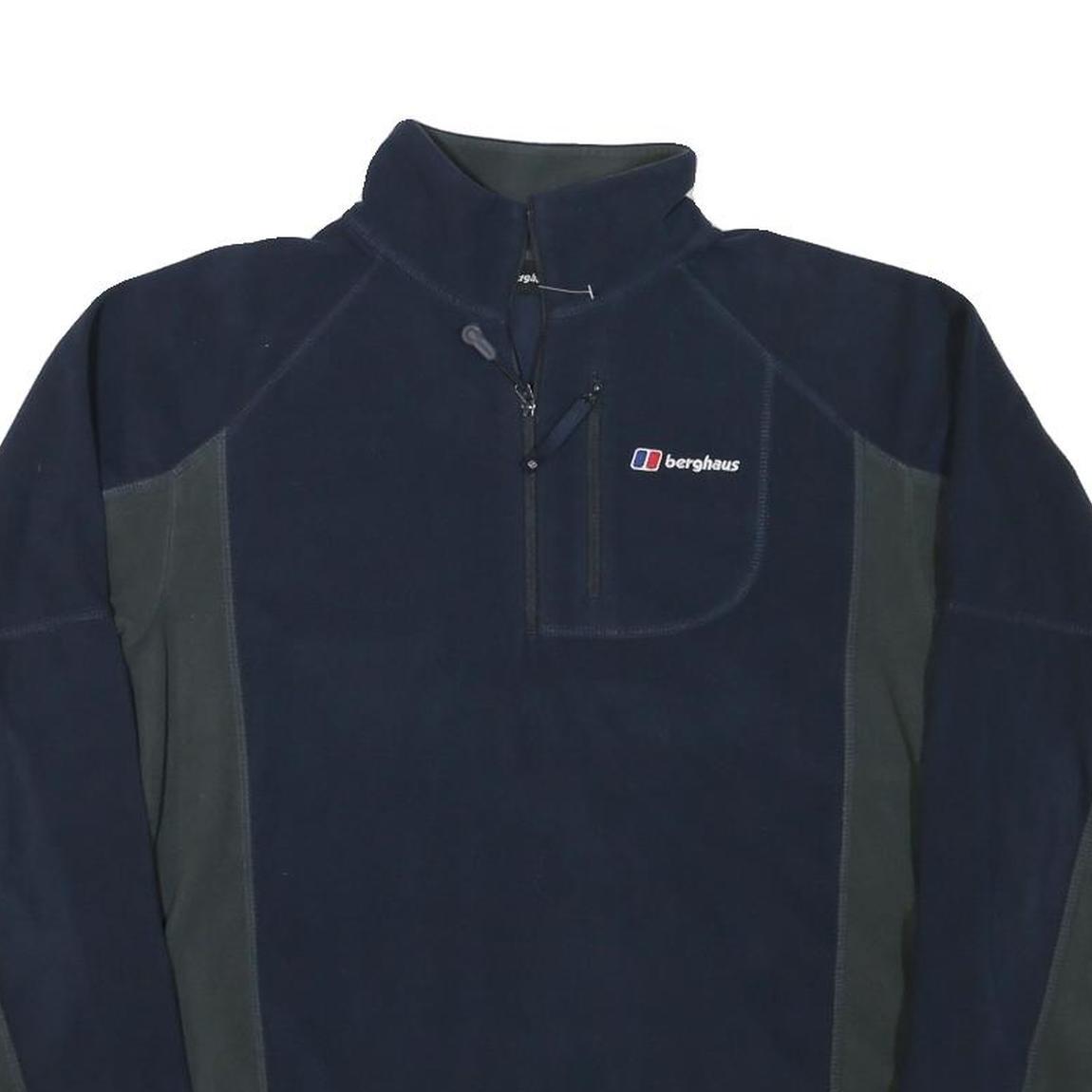 BERGHAUS Mens Navy Blue & Dark Grey Half Zip Outdoor Fleece S Polyester Blend