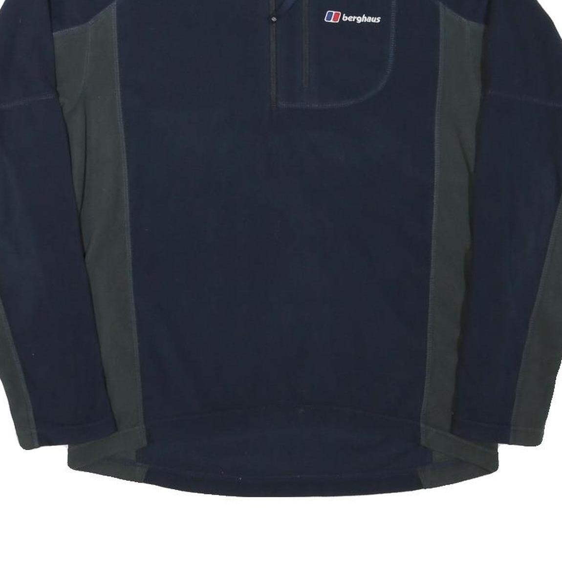 BERGHAUS Mens Navy Blue & Dark Grey Half Zip Outdoor Fleece S Polyester Blend