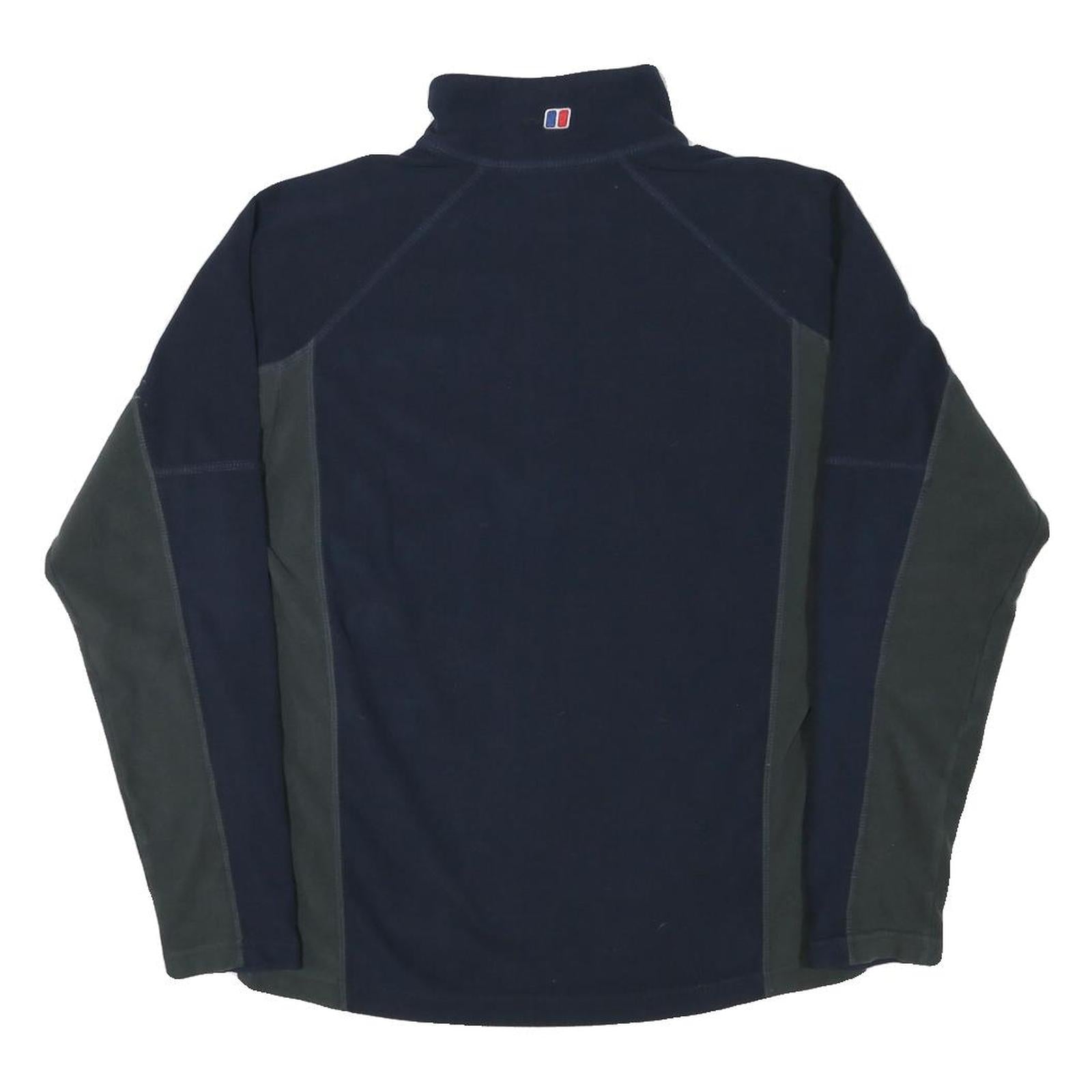 BERGHAUS Mens Navy Blue & Dark Grey Half Zip Outdoor Fleece S Polyester Blend