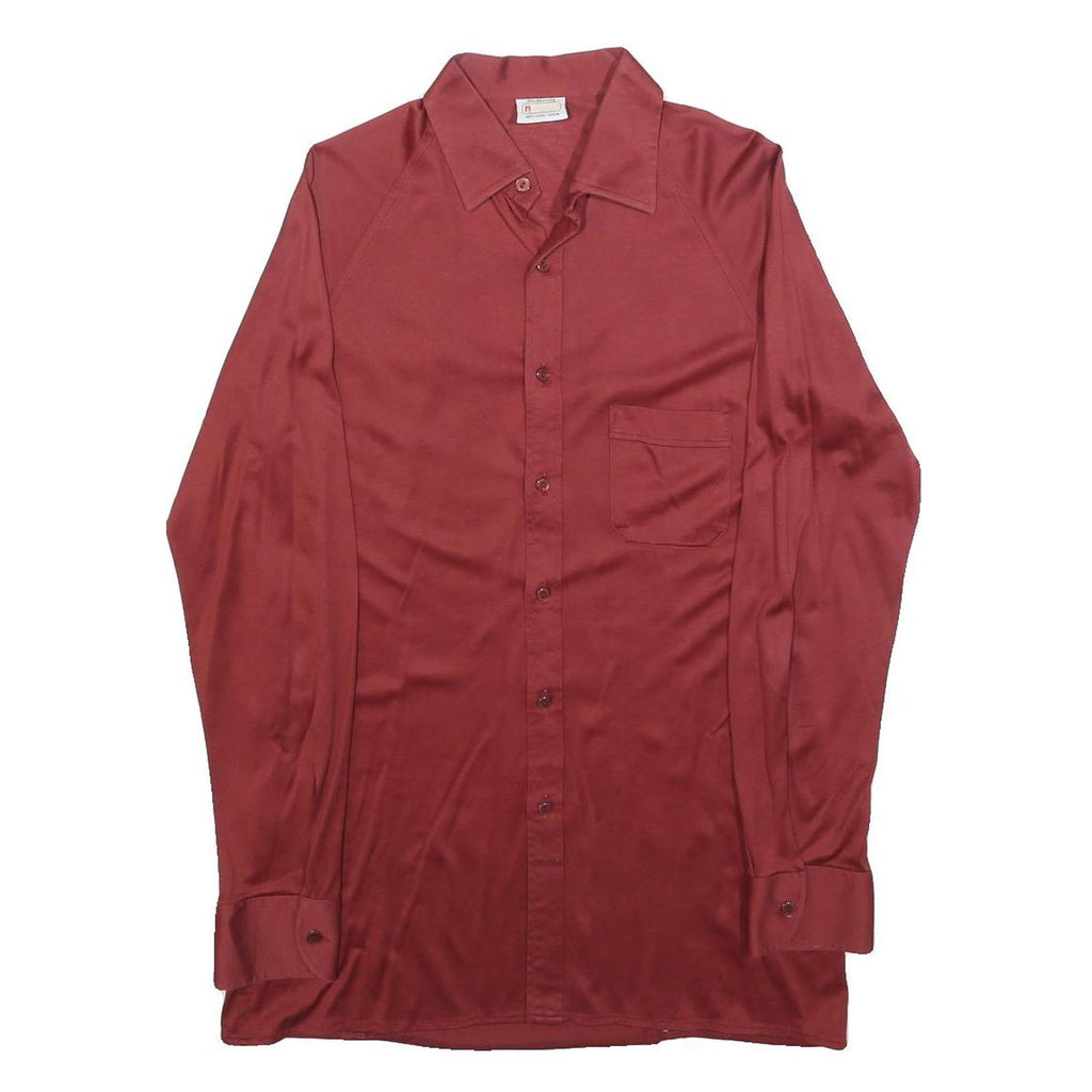 MAESTRO Mens Red Polyester Blend Shirt S Long Sleeve Classic Button Collar