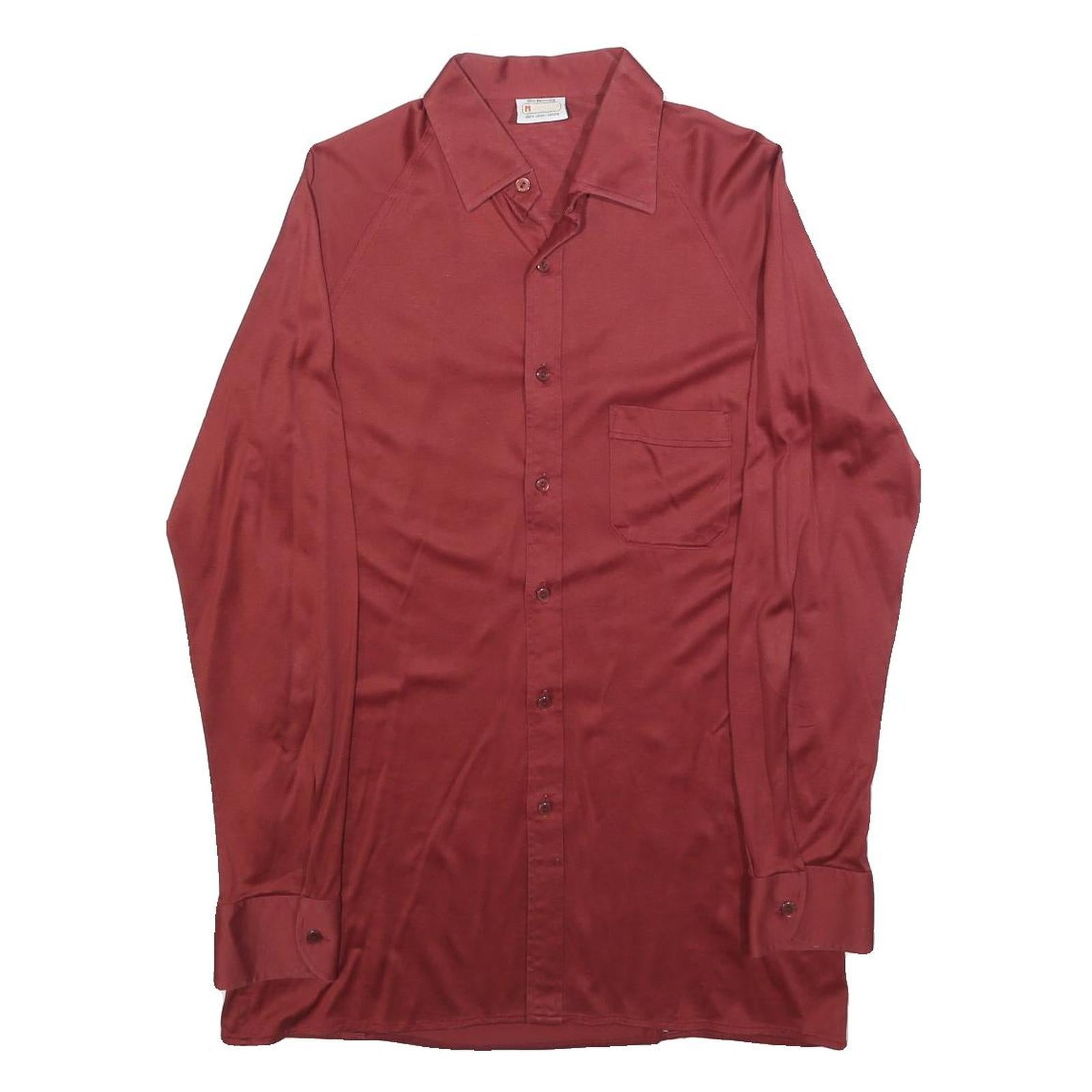 MAESTRO Mens Red Polyester Blend Shirt S Long Sleeve Classic Button Collar