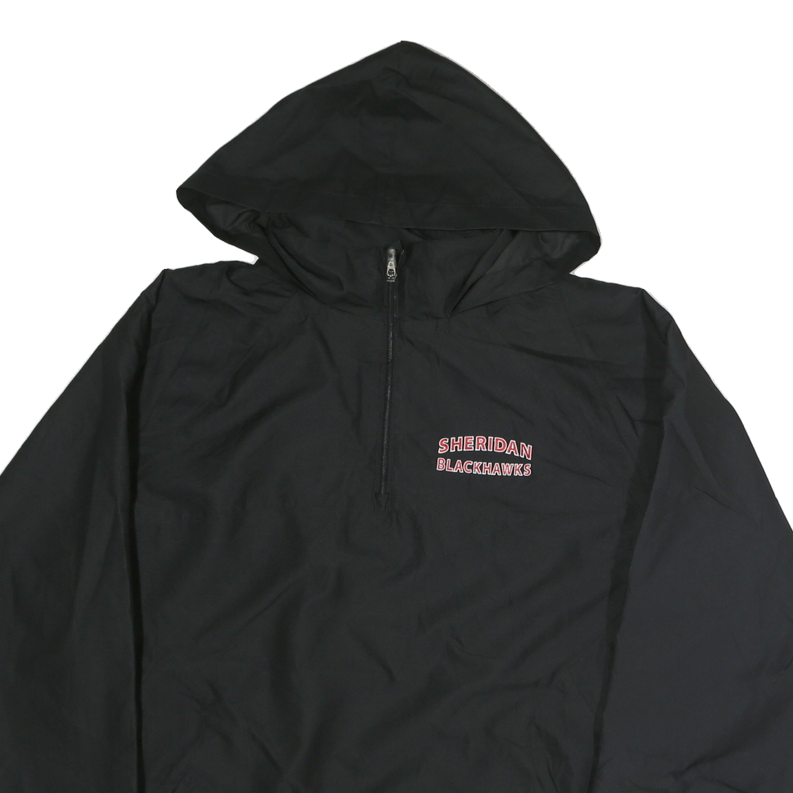 CHAMPION Mens Black Sheridan Blackhawks Hooded Jacket L Polyester Zip