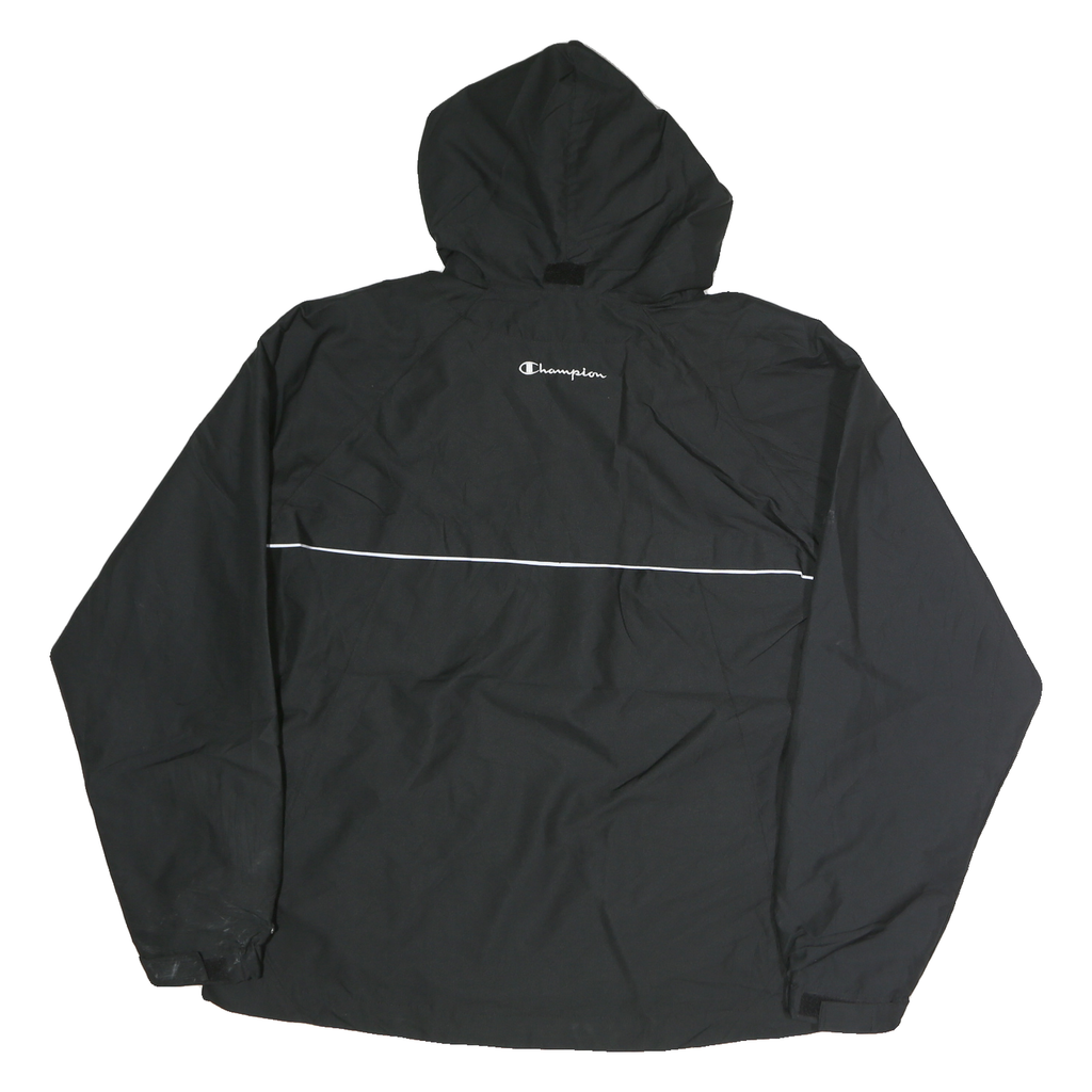 CHAMPION Mens Black Sheridan Blackhawks Hooded Jacket L Polyester Zip