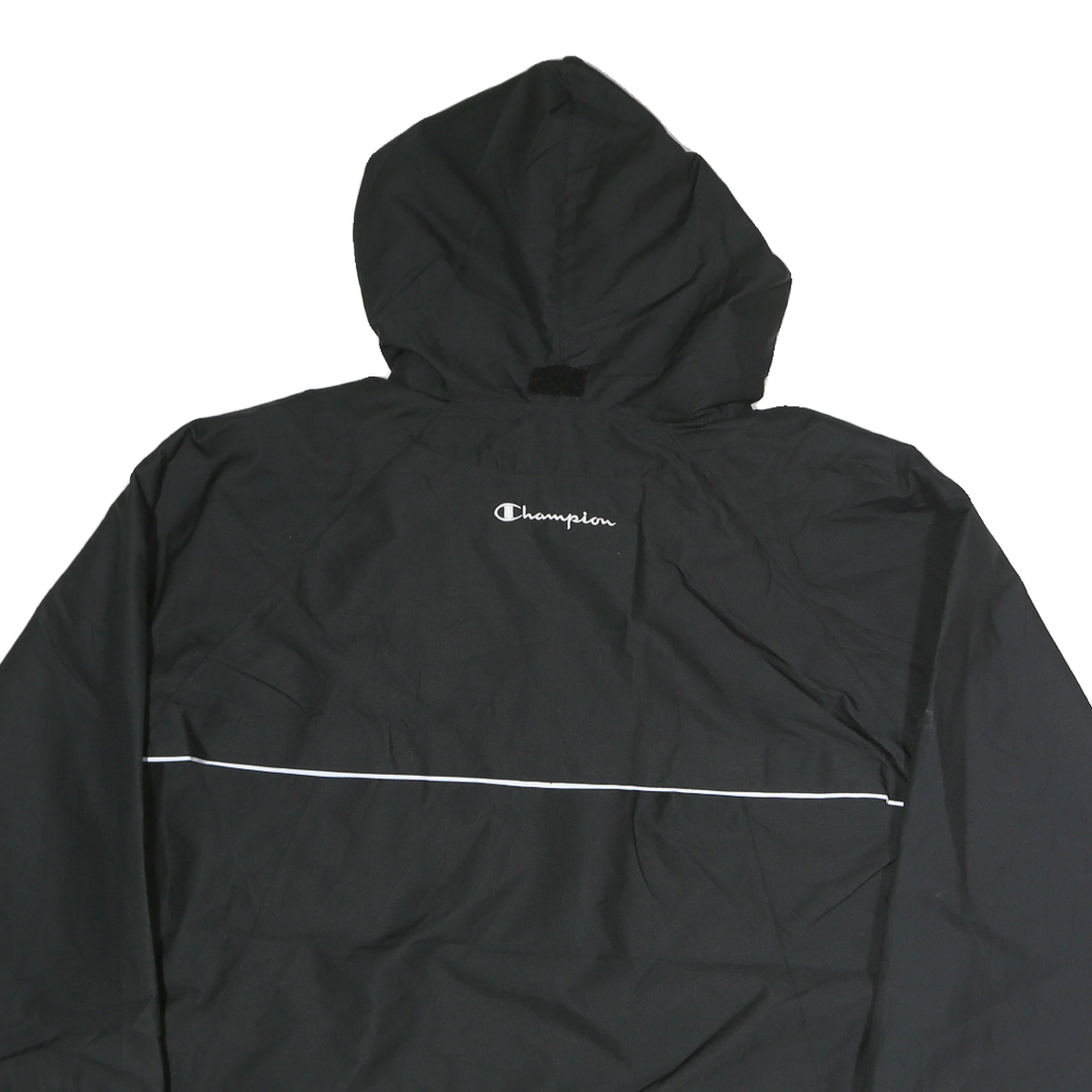 CHAMPION Mens Black Sheridan Blackhawks Hooded Jacket L Polyester Zip