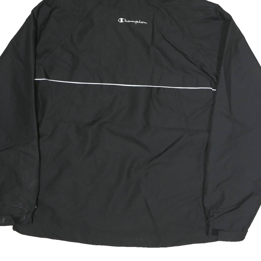 CHAMPION Mens Black Sheridan Blackhawks Hooded Jacket L Polyester Zip