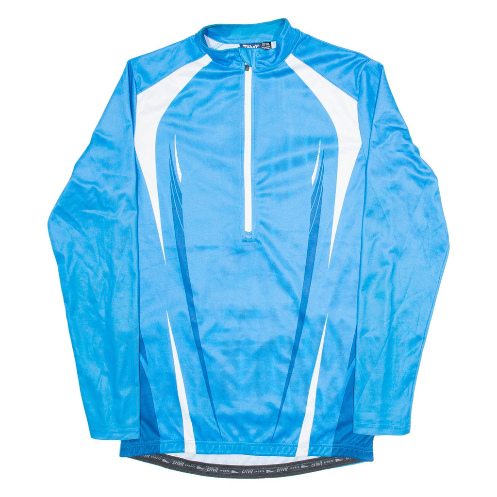 CRIVIT Cycling Mens Jersey Blue Long Sleeve 1/2 Zip M