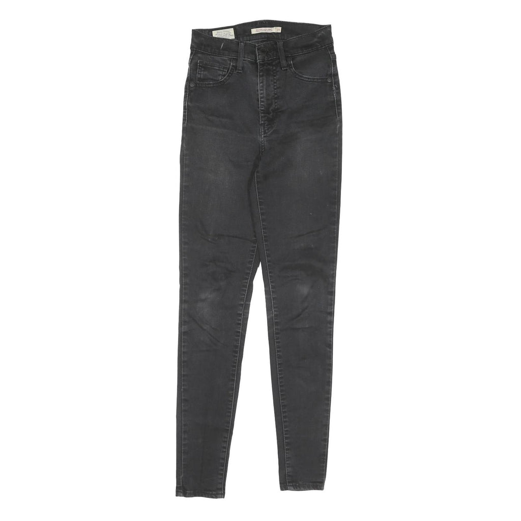 LEVI'S Womens Slim Black Denim Raw Zip Jeans W25 L29 Skinny Fit Casual